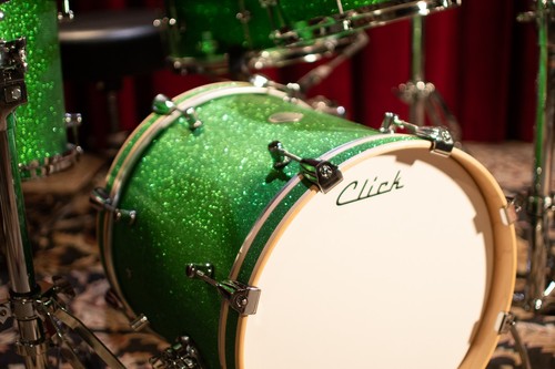 Click Icon 4pc Maple Drum Set Green Satin Sparkle Finish Shell Pack 16 13 10 13 - Picture 9 of 23