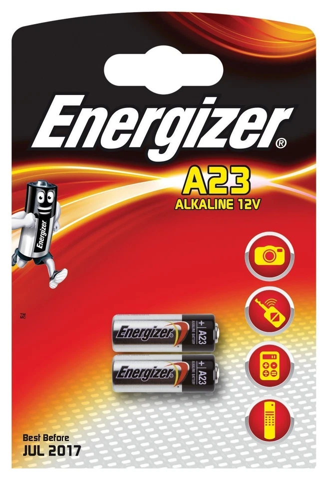 Energizer Lot de 2 piles alcalines A23 MN21 LRV08 GP23A 12V noir/12V - Photo 1/1