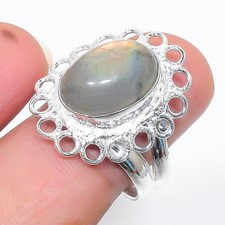 Natural Labradorite Gemstone 925 Sterling Silver All Size Ring For Gift