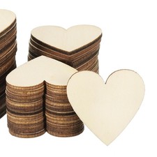 40mm Wooden Hearts, 50 Pack Unfinished Wood Hearts Blank Wooden Cutouts Ornam...
