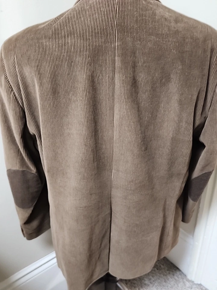 Blazer Michael Kors Para Hombres XL 46 Marrón Pana Abrigo Deportivo Clásico Parches en el Codo Foto 3 de 4