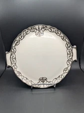 1920s LENOX White Porcelain 10.75" Cake Plate Handles Sterling Silver Overlay 