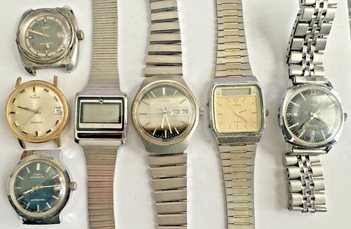 Lot of 7 Vintage TIMEX Wrist Watch LOT  Electric Electronic  Quartz To FIX