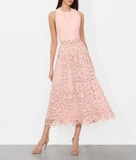 Women Alice + Olivia Pink Lace Sleeveless Fit & Flare Midi Dress