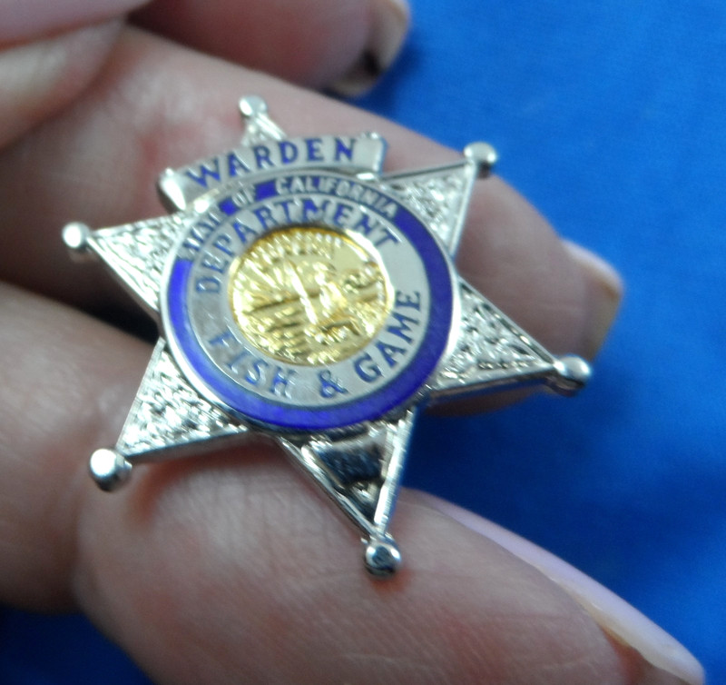 California Dept of Fish and Game Warden Enamel Mini Badge Lapel Pin Shield