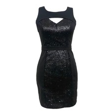BCBGeneration Black Sequin Dress Sleeveless Fitted Stretch Party Evening Sz 4