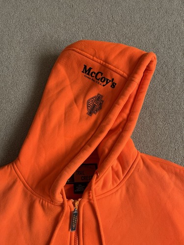 Trail Crest Fleece Hoodie Jacket Hunting Blaze Orange 2XL- Harley Davidson Print - Picture 2 of 17