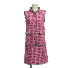 CHANEL - P49351 Pink White Multi [Outer fabric] cotton, lambskin Women's Dress
