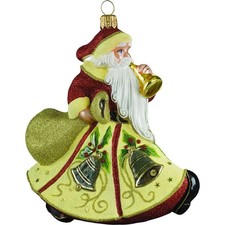 Joy to the World Glitterazzi Eggnog Santa Polish Glass Christmas Ornament