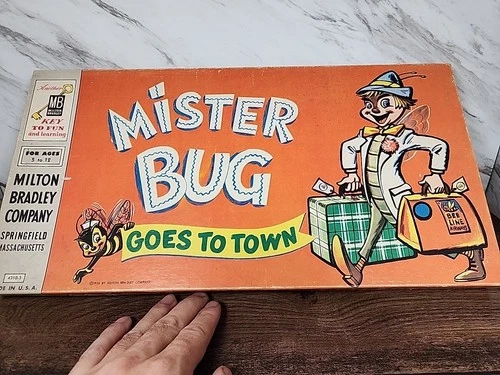 ☆Vintage☆ 1956 Milton Bradley “Mr. Bug Goes to Town” Board Game #4310-3 Complete