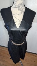 Kardashian kollection faux leather v-neck sleeveless bodycon dress women size 14