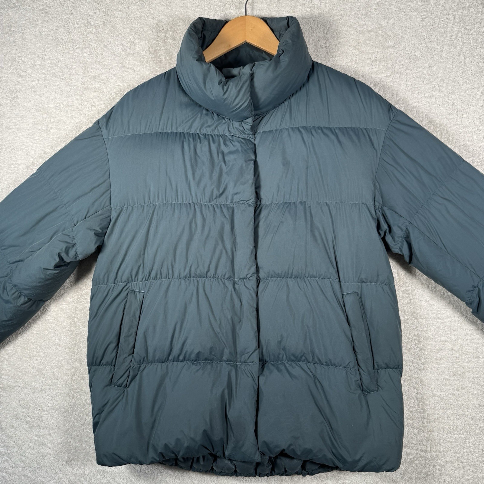 Uniqlo Powder Soft Down Jacket Womens Small Blue Puffer Nano Design Packable image 2