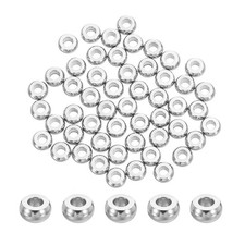 50Pcs Stainless Steel Spacer Beads 3mm Flat Round Metal Heishi Bead Silver