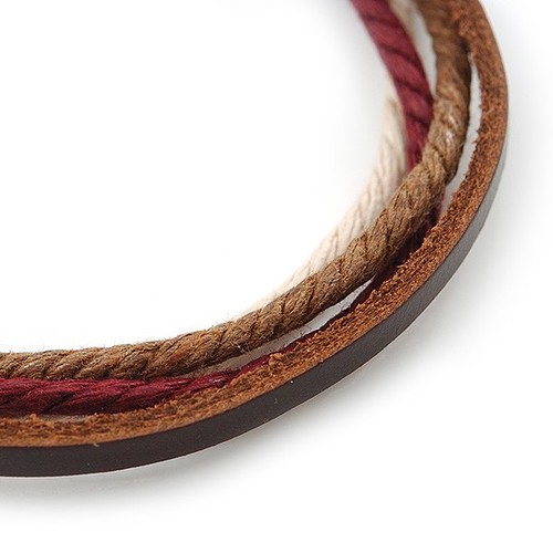 Unisex Multicoloured Multi Cotton and Leather Cord Friendship Bracelet (Brown, - Picture 3 of 3