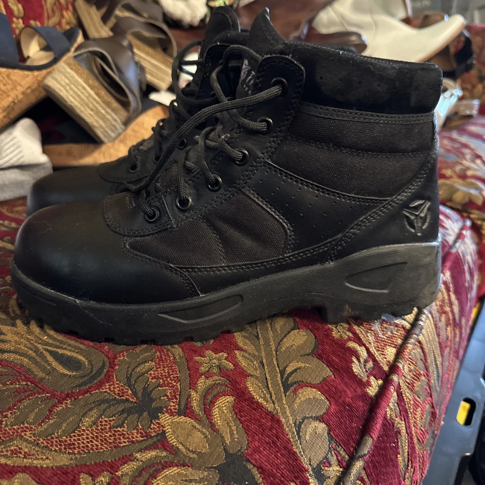 Tactical Performance Black Leather Steel Toe Combat Hiking Boot Shoes Men 9.5 - Image 4 of 4