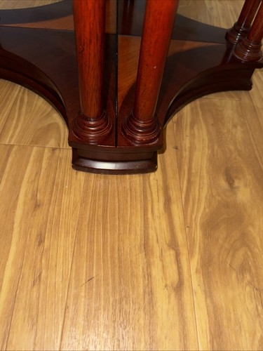 BOMBAY COMPANY CIRCULAR SIDE TABLES WITH INLAID STARBURST DESIGN VINTAGE - Picture 5 of 9