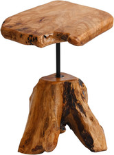 Handmade Natural Edge Cedar Stump Side Table with Unique Tree Root Base