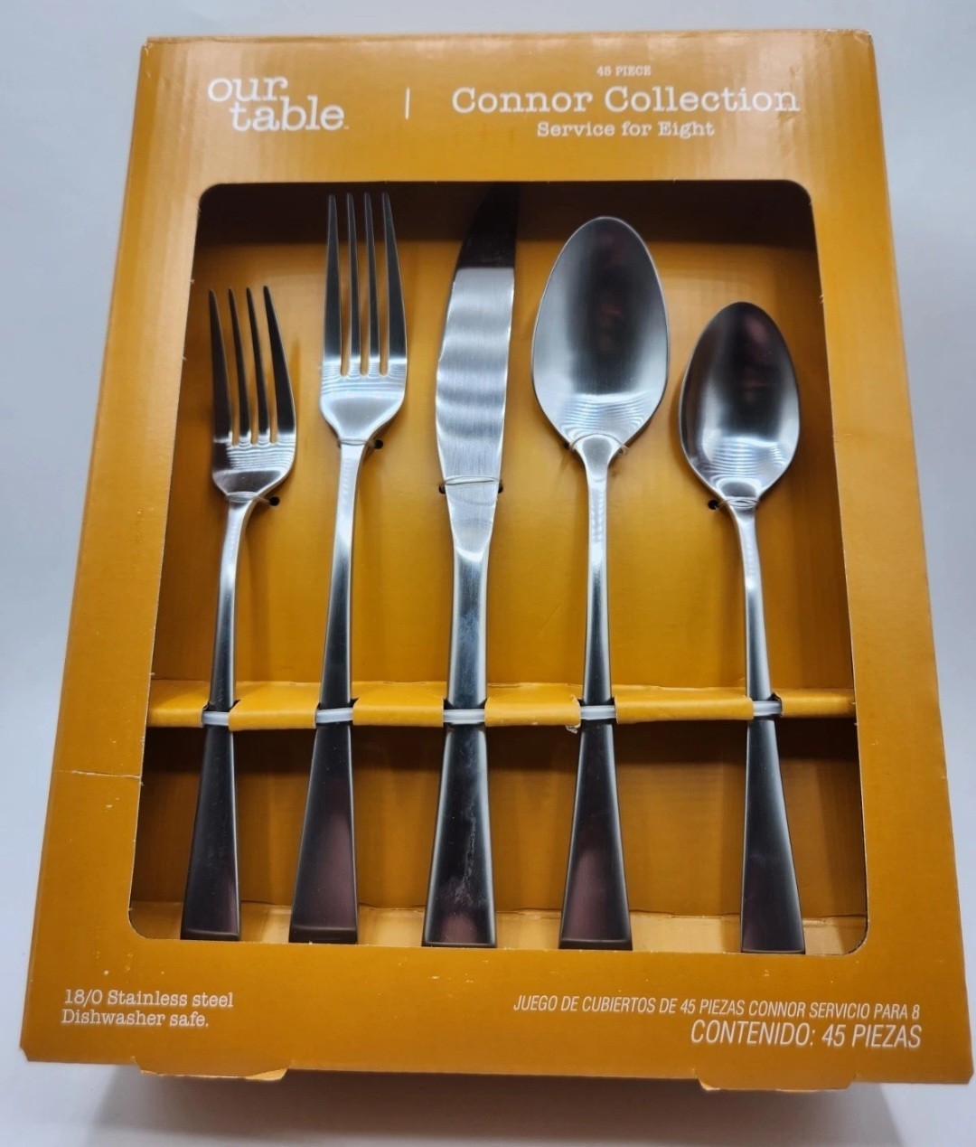 Our Table Connor Collection 45 Piece Stainless Service For 8 Glossy ...