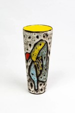 Vase Vallauris Marius Bessone en céramique fat lava - décor abstrait