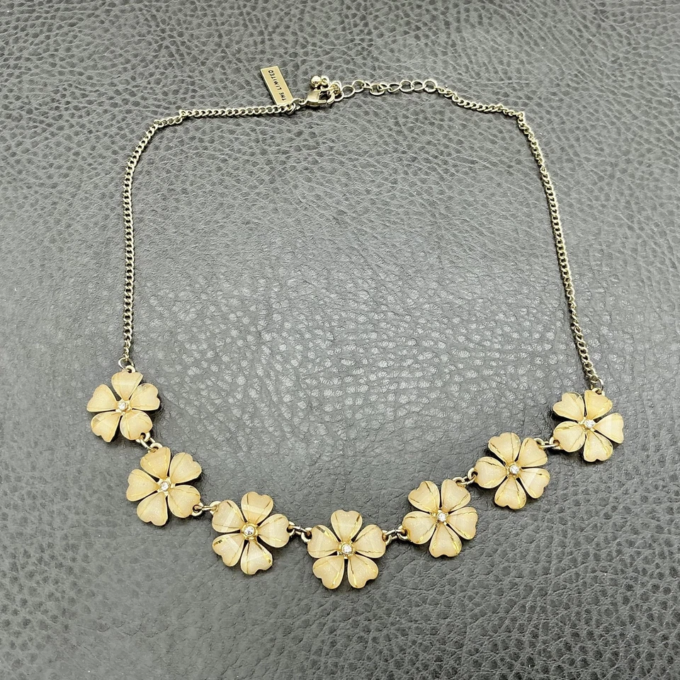Collar The Limited Esmalte Floral Distintivo Tono Dorado Estrás Ajustable Foto 2 de 4