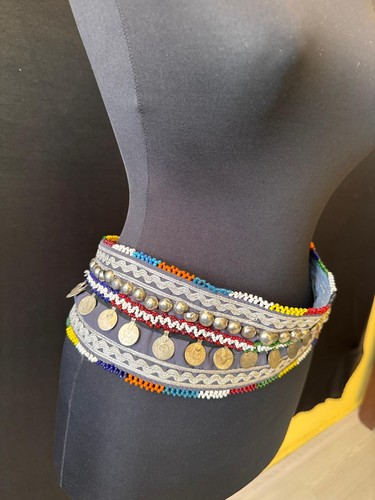Vintage Kuchi Belt With Coins and Multicolor Glass Stones,Ethnic Dance & Festiva - Picture 4 of 8