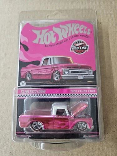 New 2023 Hot Wheels RLC 1962 Ford F100 Pink Pickup Truck Red Line Club Exclusive