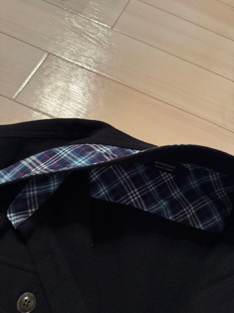 BURBERRY BLACK LABEL Black Wool Check Coat Size 2 From Japan thumbnail 24