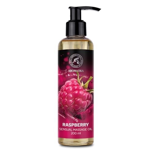 Huile de massage sensuelle à la framboise comestible et naturelle de 200 ml pour couple