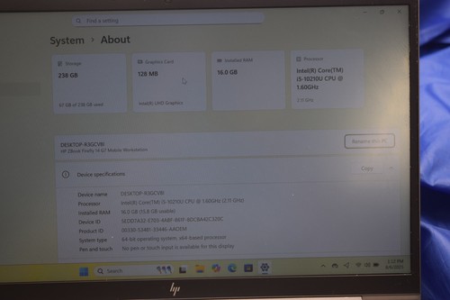 HP ZBook Firefly 14 G7 Intel Core i5-10210U 1.6GHz 16GB RAM 256GB SSD - Imagen 19 de 20