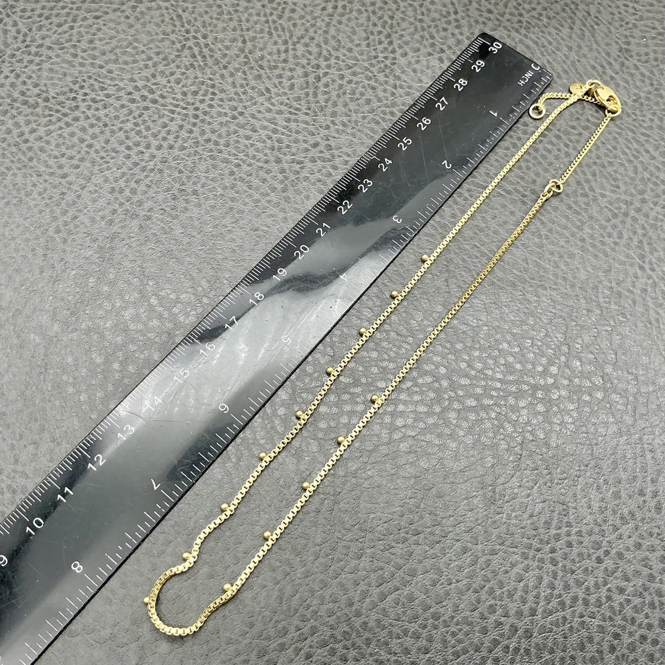 Madewell Necklace Gold Tone Beaded Station Box Chain Adjustable Lobster Clasp - Image 3 of 4