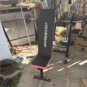 OPPSDECOR Weight Bench Press Black Red Steel Foam 330 lbs Home Gym Training