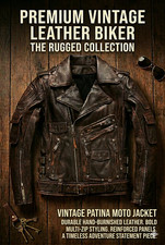 Premium Vintage Leather Biker Jacket – The Rugged Collection