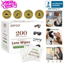 Individually Wrapped Eyeglass Cleaner Wipes - 200 Count Streak-Free Convenience