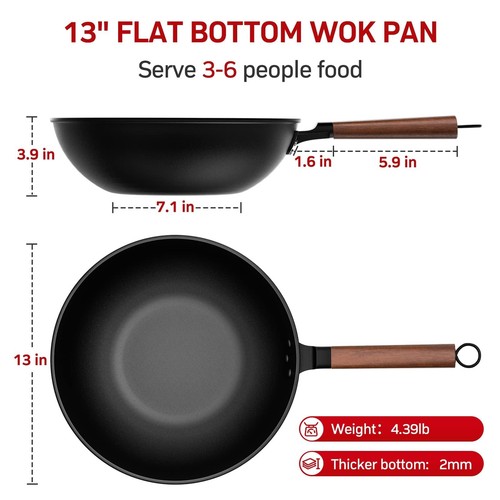 Carbon Steel Wok - Including Glass Cover and Steel Spatula, 13-Inch Woks & St... - Picture 4 of 7