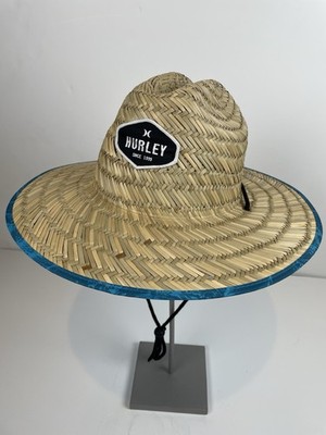 HURLEY Lifeguard Straw Wide Brim Hat Bayside beach Sun One Size Unisex