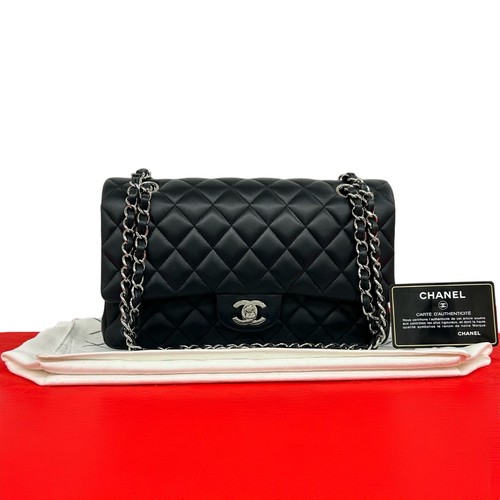 CHANEL Matrasse W flap COCO Mark Shoulder Bag lambskin black 86287
