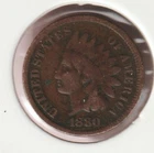 US Rare Old 1880 Indian Head Penny Coin Native American Collection Shield Cent