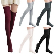 Girls Ladies Women Thigh High Over the Knee Socks Extra Long Knitted Stockings