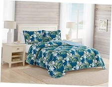 - Quilt Set, Reversible Cotton Bedding with Matching Shams, Breathable Queen