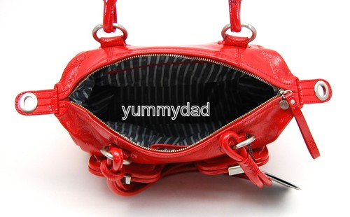 MIMCO MINI METAL BUTTON ZIP TOP BAG IN PATENT RUSSIAN RED BNWT RRP$399 - Picture 5 of 6