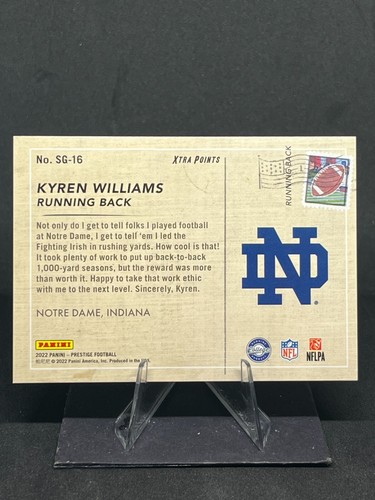Kyren Williams 2022 Prestige Season Greetings VERDE/249 #SG16 Notre Dame Rookie - Imagen 2 de 2
