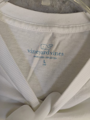 Vineyard Vines Shirt Youth Large 16 White Short Sleeve Crew Neck Whale Logo - Picture 6 of 10