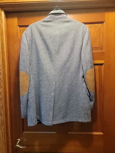 Vintage THE AMERICAN WAY WOOL blazer TWEED L BLUE SALT AND PEPPER jacket - Picture 6 of 6