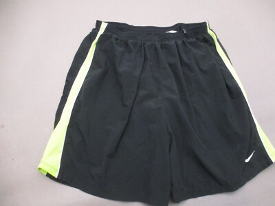 NIKE DRI-FIT Size L Mens Black Stretch Waist Back Zip Pocket Running Shorts  312