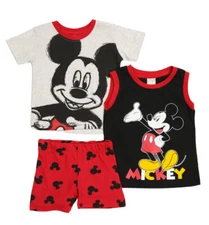  Boys Disney 3PC  Red shorts t shirt tank set outfit Mickey Mouse Size 6