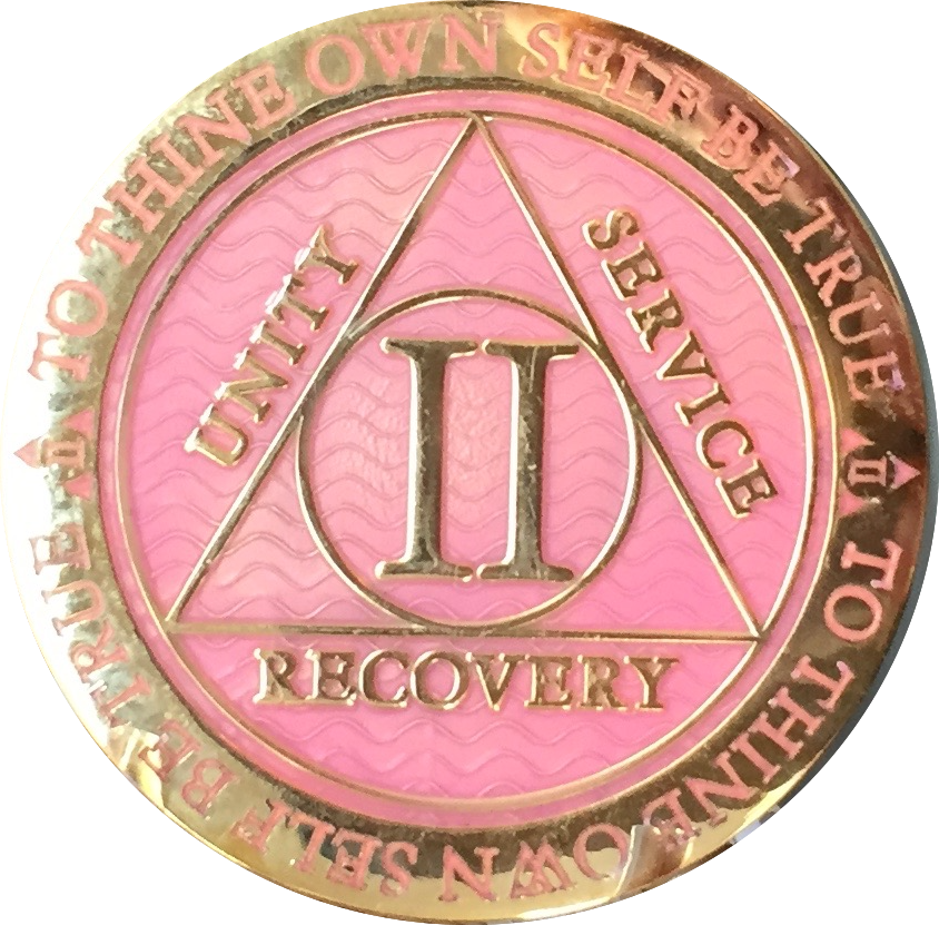 2 Year AA Medallion Reflex Green Glow In The Dark Gold Sobriety Chip - Foto 6