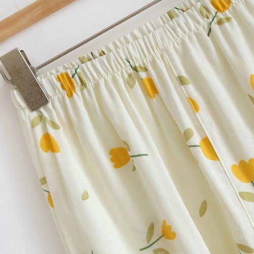 Set pigiama donna 3 pezzi 100% garza cotone stampato pigiama manica corta pigiama - Foto 21 di 29