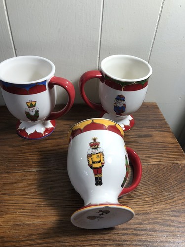 (3)KATE WILLIAMS Global Design Ceramic Christmas NUTCRACKER Coffee Mugs 5" READ - Picture 2 of 6