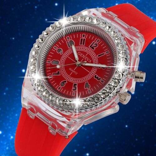 Fashion Band Sport Men Women Wrist Watch Led Backlight Crystal Quartz Silicone - Picture 18 of 21