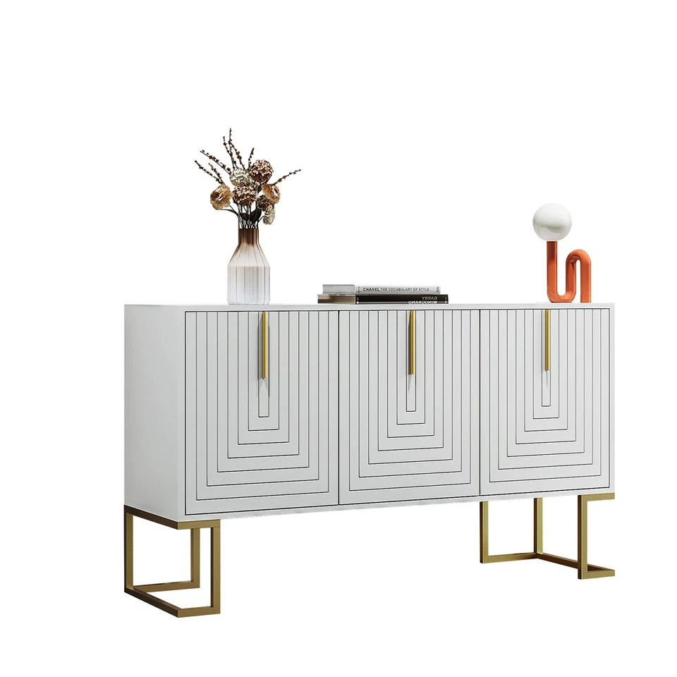Sideboard Kommode Schrank mit Metallbeinen für Küche, Wohnzimmer, Esszimmer Weiß